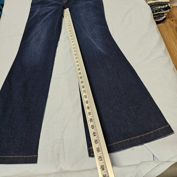 Spanx Wide Leg Pull On Women Jeans Size 1X Tall Blue Distressed Cotton - Picture 10 of 15